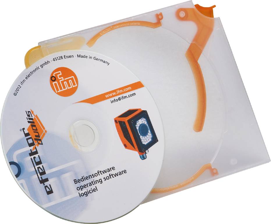 CD mit Aufschrift 'Bedienungssoftware operating software logiciel' und Herstellerinformationen, in transparenter Hülle.