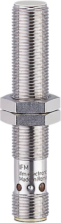 Metallisches Schraubelement mit vertikalen Gewinden und hexagonalem Kopf.