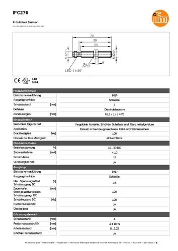 Ifm Electronic Induktiver Sensor PNP IFC276