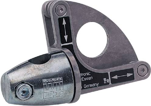 Ein silbernes technisches Gerät aus Metall, beschriftet mit 'Essen Germany', zeigt Pfeile zur Richtungsanzeige.
