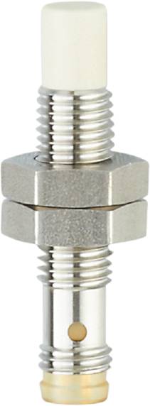 Eine silberne Metallmutter und Schraube sind in Nahaufnahme zu sehen. Die Oberfläche ist glänzend und glatt.