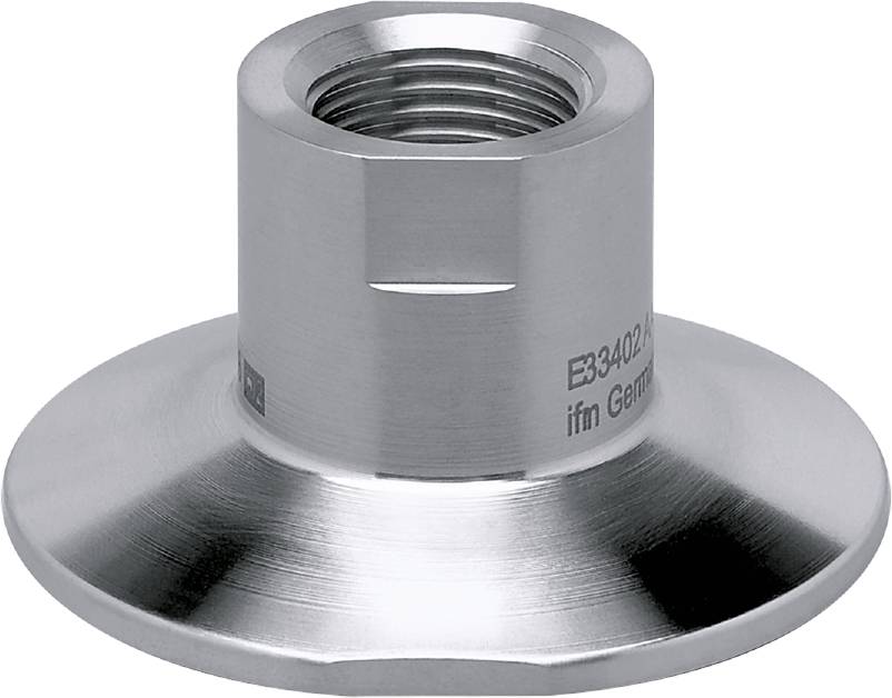 Industriebauteil aus Metall mit zylindrischer Form und Schraubgewinde, darauf sind technische Informationen und Herstellermarke sichtbar.