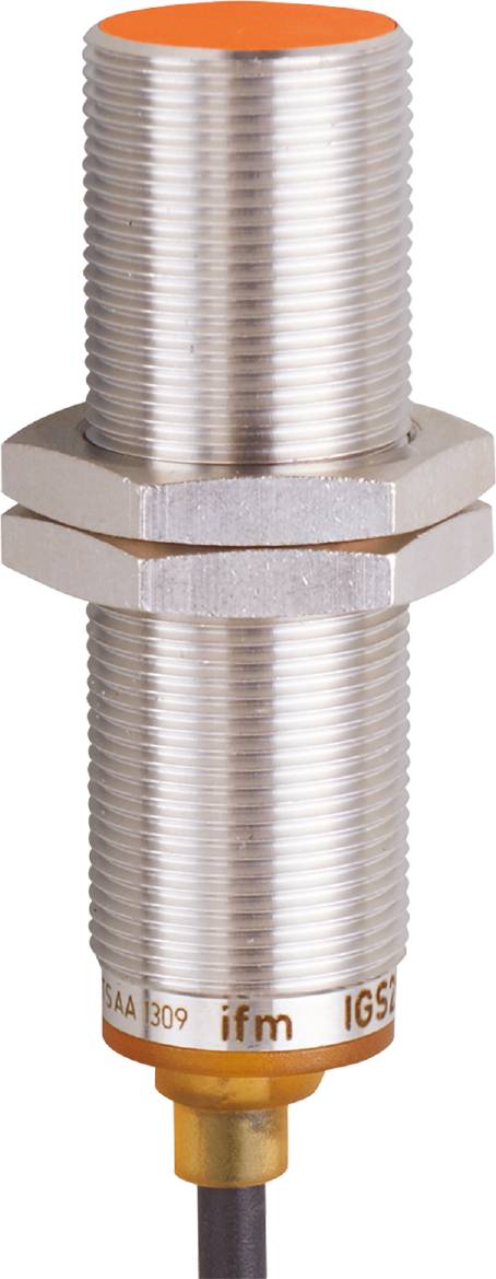 Metallschraube mit Sechskantmutter auf weißem Hintergrund.