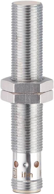 Edelstahl-Sechskantschraube mit einem umgebenden Sechskantmutter, im halbaufgeschraubten Zustand, vor weißem Hintergrund.