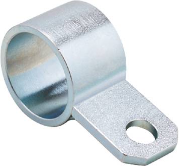 Silberfarbene Metallbefestigungsöse mit rundem Haken und viereckiger Basis, geeignet für mechanische Anwendungen.