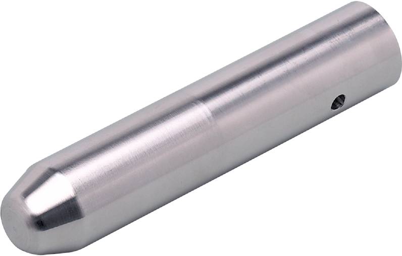 Silberner Metallstab auf weißem Hintergrund.