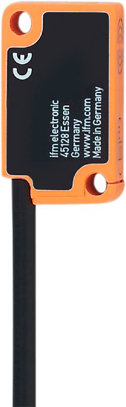 Oranges Sensorgerät mit schwarzem Label und Seriennummer, Kabelanschluss sichtbar, verwendet für technische Anwendungen.