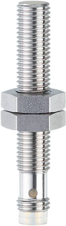 Metallischer Schraubverbinder mit zwei Sechskantmuttern und einem Außengewinde, vertikal angeordnet in Nahaufnahme.