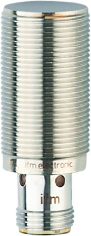 Ein metallischer, zylindrischer Sensor mit sichtbaren Schraubengewinde und einer glatten oberen Fläche.