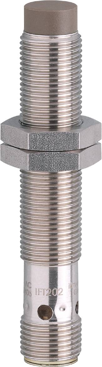 Zwei silberne Muttern auf einem Metallgewinde, vertikal ausgerichtet, vor einem neutralen Hintergrund.