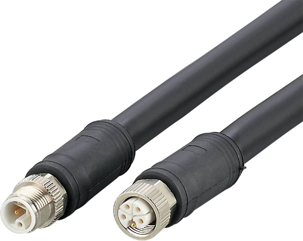 Zwei schwarze Koaxialkabel mit unterschiedlichen Steckverbindungen, eins mit Metallgewinde, das andere mit einem weißen Stecker.