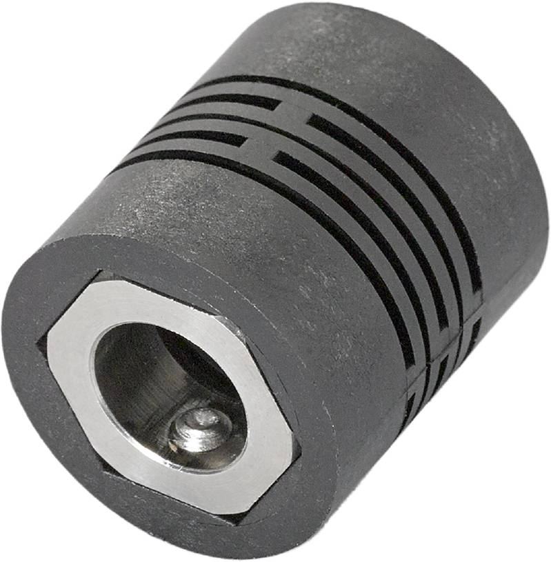 Zylinderförmiges Metallteil mit Rillen, möglicherweise eine mechanische Komponente oder Kupplung, gezeigte Schraubenöffnung.