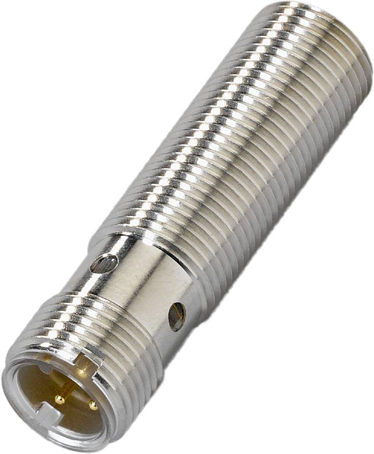 Metallzylinder mit Gewinde und Steckverbindungen, möglicherweise ein elektronischer oder mechanischer Bauteil.