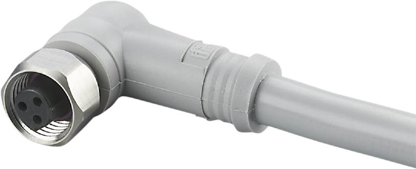 Graues Audiokabel mit markanten Rillen am Stecker, zeigt eine Nahaufnahme der Verbindung für elektronische Geräte.