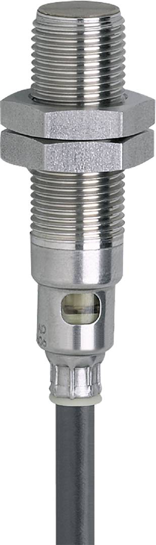 Ein Metallzylinder mit einem Gewinde oben und einem Schauglas unten.