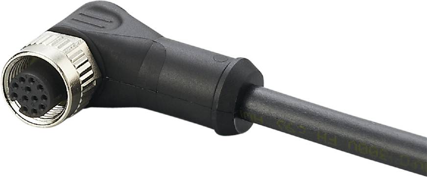 Nahaufnahme von einem schwarzen Kabel mit einem rechteckigen Stecker.