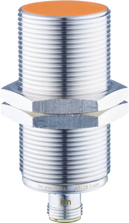 Ein zylindrischer Metall-Gewindebolzen mit zwei Sechskantmuttern, vertikal ausgerichtet. Eignet sich für mechanische Befestigungen.