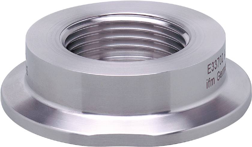 Eine silberne, runde Metallmutter mit Innengewinde, geeignet für mechanische Verbindungen.
