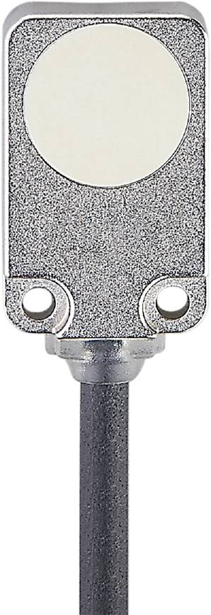 Ein rechteckiger, metallischer Gegenstand mit zwei sichtbaren Schraubenlöchern.