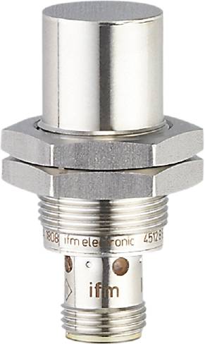 Zylindrischer Metallsensor mit Gewinde, markiert mit 'ifm electronic 45126'. Verwendet für industrielle Anwendungen.