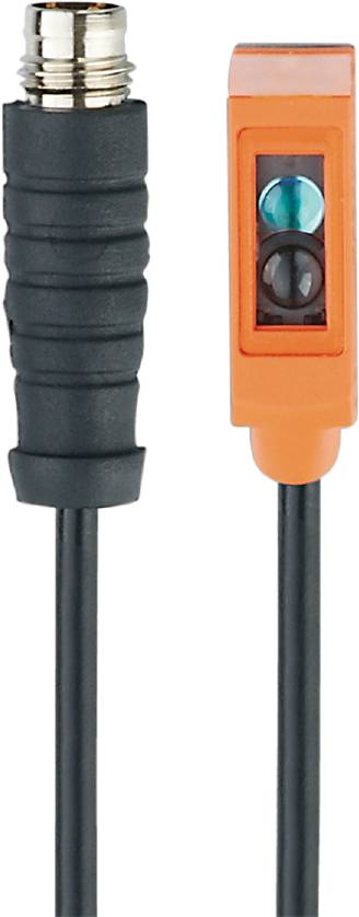Schwarzer und orangefarbener Stecker mit Kabel, die nebeneinander verlaufen.