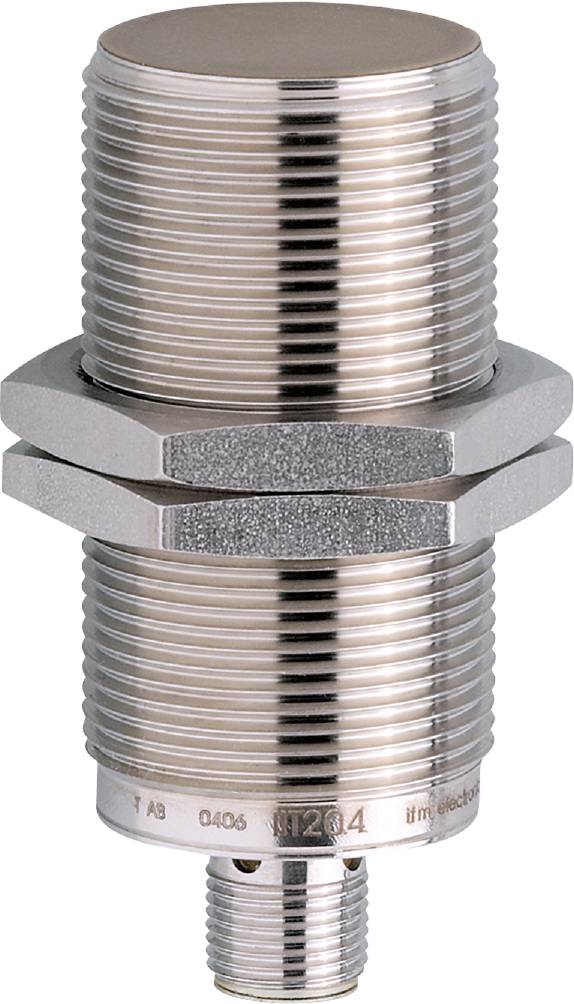 Zylindrischer Metallstecker mit Schraubgewinde, das für Rohr- oder Kabelverbindungen verwendet wird, Nahaufnahme.