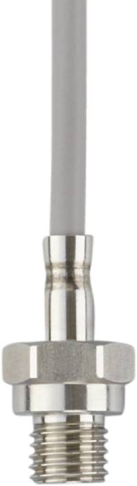 Nahaufnahme eines silbernen Metallstifts mit einer weißen Spitze, wahrscheinlich ein Schreib- oder Markierungswerkzeug.