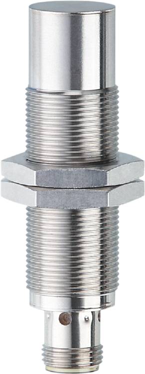 Metallschraube mit sechseckiger Mutter, aneinander geschraubt. Glänzende, silberne Oberfläche.