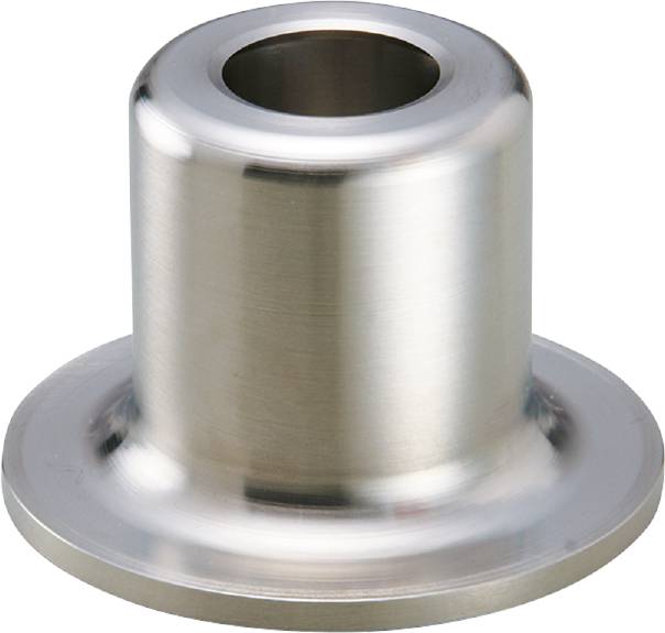 Ein zylindrisches Metallteil mit einem breiten Flansch unten, glänzend und poliert, möglicherweise ein Maschinenbauelement.
