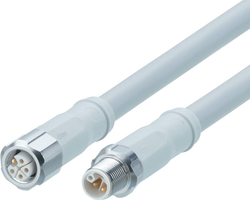 Zwei Kabel mit dreipoligen Steckverbindern, verwendet zur Verbindung elektronischer Geräte.