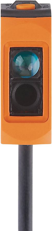 Ein orangefarbenes Gerät mit einer Linse in der Mitte, möglicherweise ein Sensor oder Detektor.