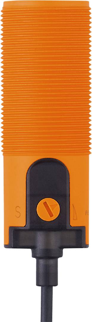 Ein orangefarbener Wasserfilter mit einer schwarzen Abdeckung und einem einstellbaren Regler an der Seite.