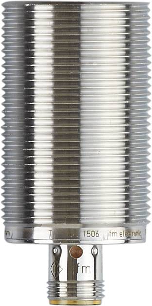 Nahaufnahme einer metallischen, zylindrischen Schraube mit gleichmäßigen Gewindeeinkerbungen.