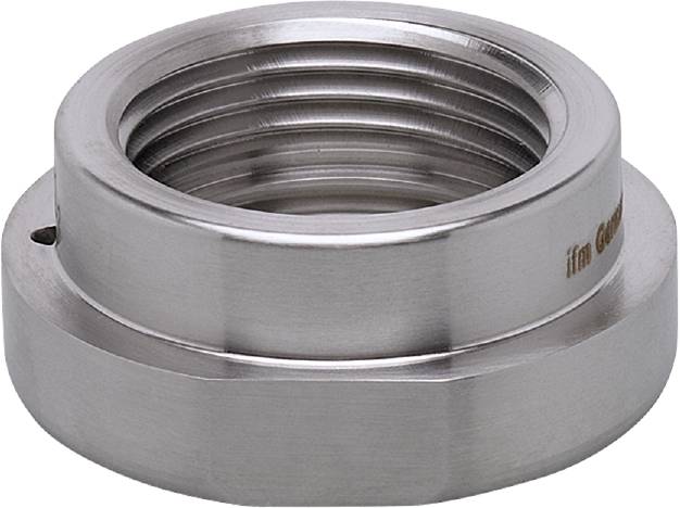 Silberner, glänzender Metalladapter mit Gewinde, geeignet für industrielle Verbindungen und Befestigungen in mechanischen Konstruktionen.