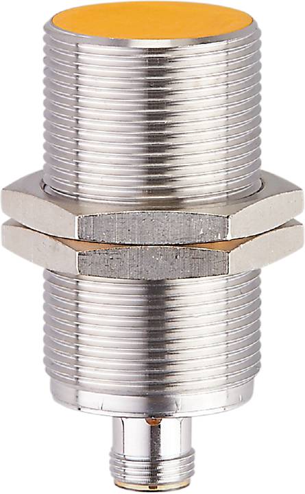 Metallschraube mit Sechskantmutter auf weißem Hintergrund. Schraube und Mutter aus glänzendem Metall.