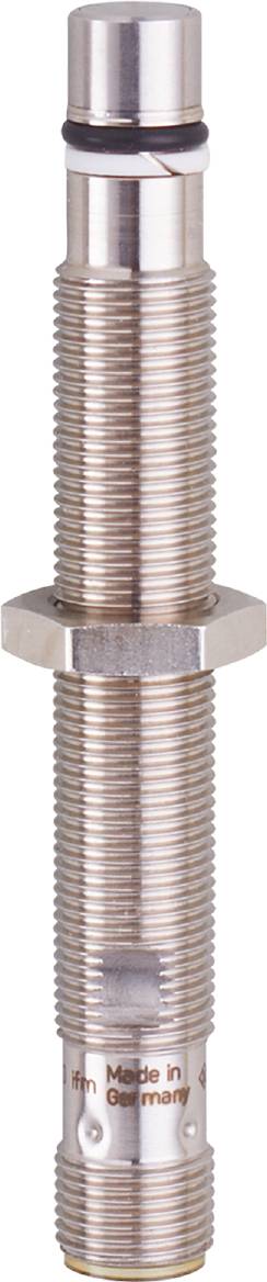 Zylindrischer Metallsensor mit Gewinde und sechseckigem Rand, geeignet für industrielle Anwendungen zur Erkennung von Objekten.