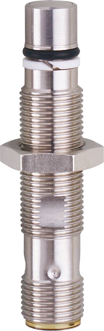 Ein silberfarbenes Metallgewinde mit Sechskantmutter, möglicherweise Teil einer Rohrverbindung oder Maschinenteils.