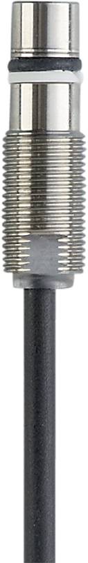 Nahaufnahme eines silbernen Metallzylinders mit gerillter Struktur oben und einem schwarzen Kabel unten.