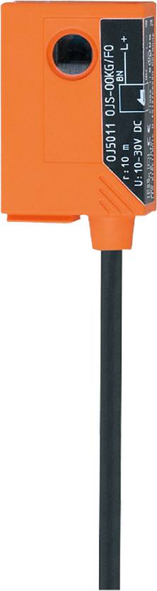 Ein schwarzer Pfosten mit einem orangefarbenen, rechteckigen Schild oben.