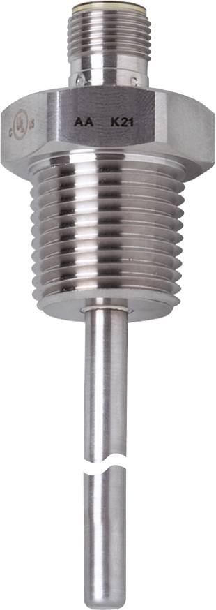 Ein metallischer Zylinder mit geriffeltem, kreisförmigem Design und glatter Verlängerung darunter, möglicherweise ein technisches Bauteil.