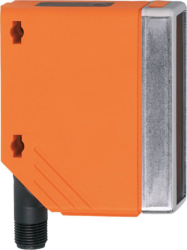 Ein orangefarbenes, rechteckiges Gerät mit einem schwarzen Kabel, das links unten sichtbar ist. Es hat feine Linien und eine strukturierte Oberfläche.