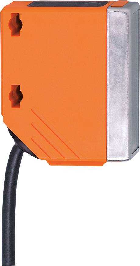 Oranges Gerät mit schwarzem Kabel, vermutlich ein elektrischer Schalter oder Sensor, sichtbar ist ein Metallteil auf der rechten Seite.