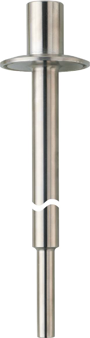 Ein silbernes Metallrohr mit glatt polierter Oberfläche und einer wellenförmigen Aussparung in der Mitte.