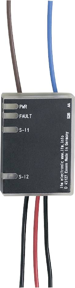 Sensorgerät mit Beschriftungen 'PWR', 'FAULT', 'S-11', 'S-12'. Hergestellt in Deutschland, Essener Firma.