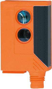 Ein oranges Gerät mit zwei kreisförmigen Öffnungen und einer schwarzen Kante, möglicherweise ein Sicherheits- oder Sensormodul.