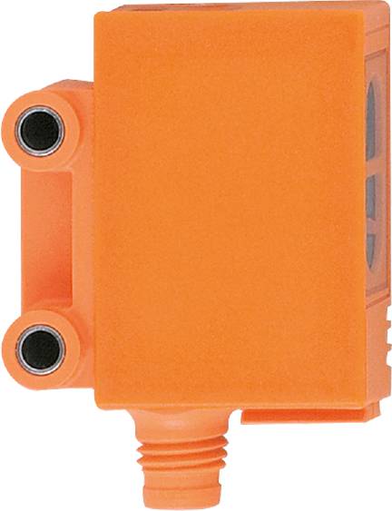 Ein orangefarbenes elektronisches Gerät mit zwei Steckverbindungen auf der linken Seite. Die Vorderseite ist teilweise sichtbar und glatt.