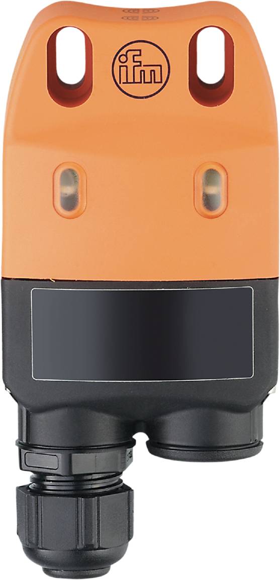 Ein orange-schwarzes elektronisches Gerät mit zwei Kontrollleuchten oben. Es hat ein rechteckiges Display ohne sichtbare Anzeige.