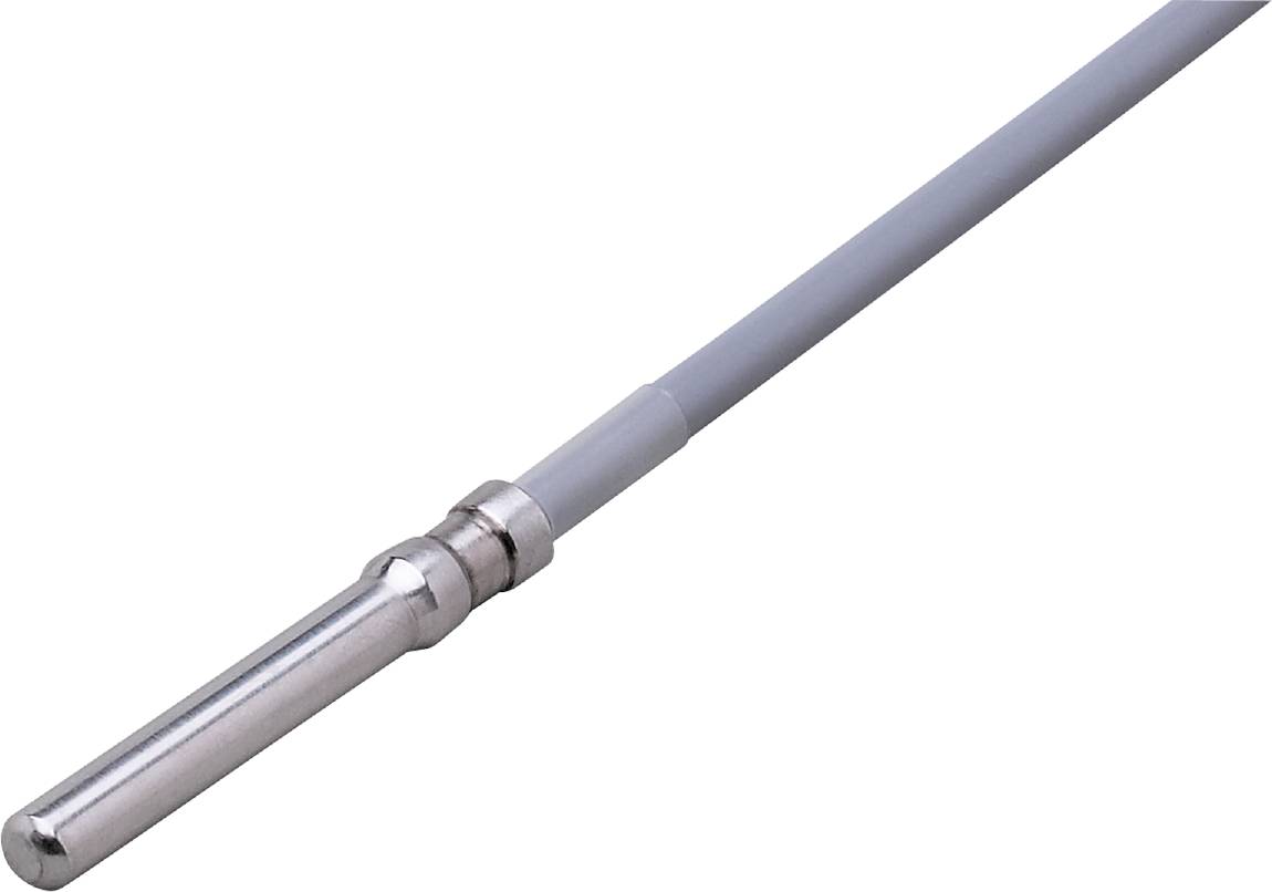 Eine graue Antenne, die mit einem Metallsegment endet, zeigt diagonal nach oben.