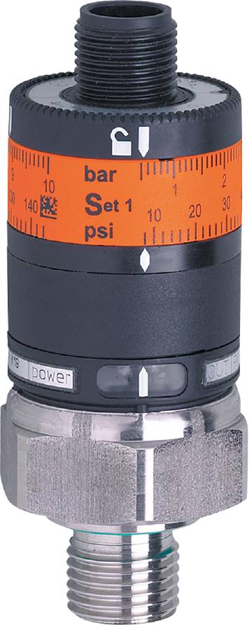 Druckregler mit Skala in psi, zeigt bis 70 psi, markiert bei 30 psi. Schaltknöpfe für Leistung und Ausgang.