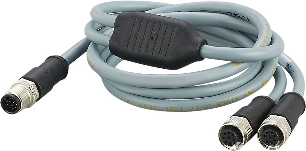 Graues USB-Kabel mit Stecker und Knickschutz.